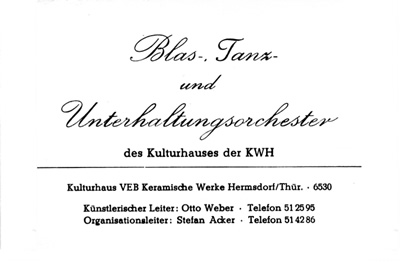 Visitenkarte aus der Wendezeit. Visitenkarte aus der Wendezeit.